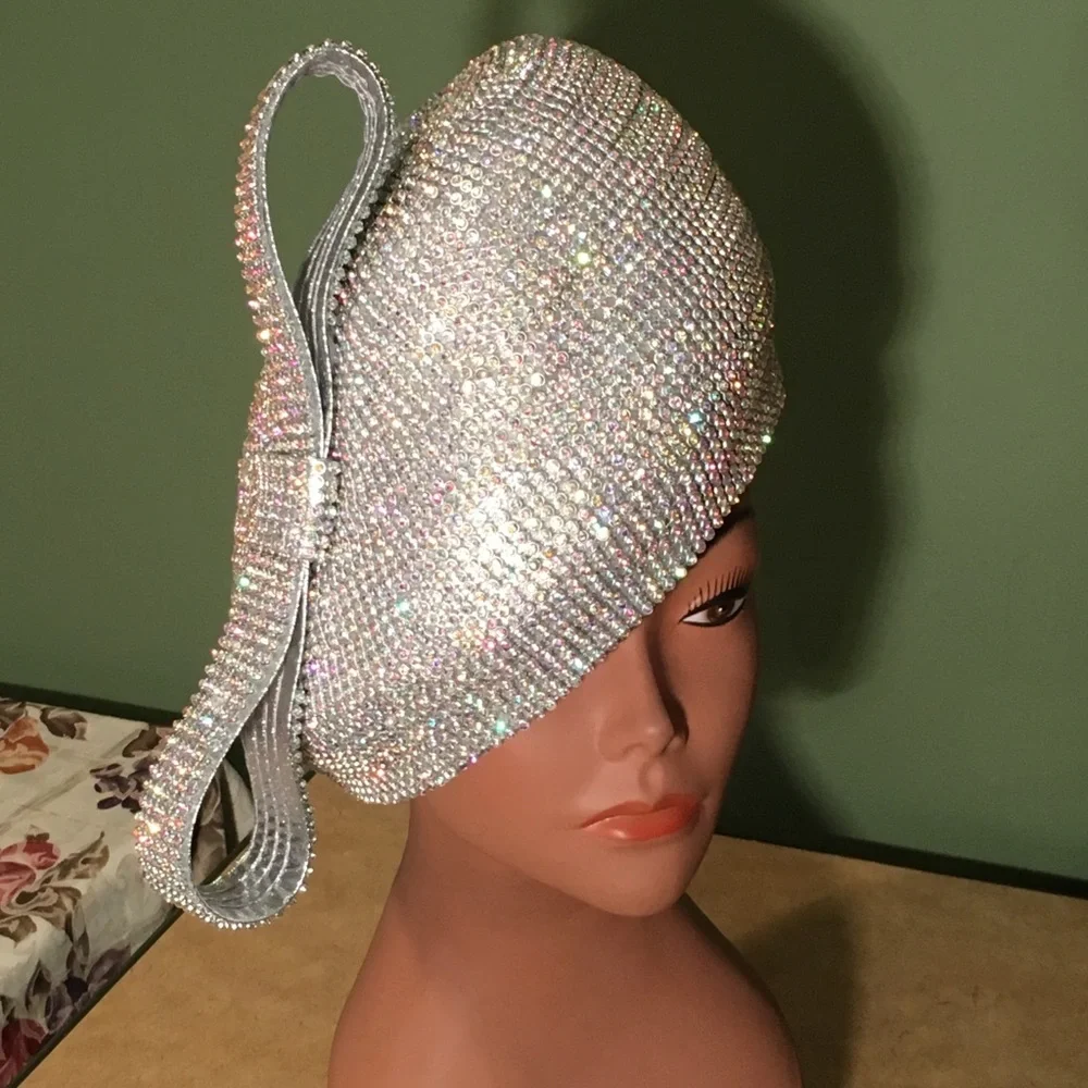 New Stunning CHARM NY A/B Rhinestone Pillbox Church Derby Hat - Picture 1 of 6